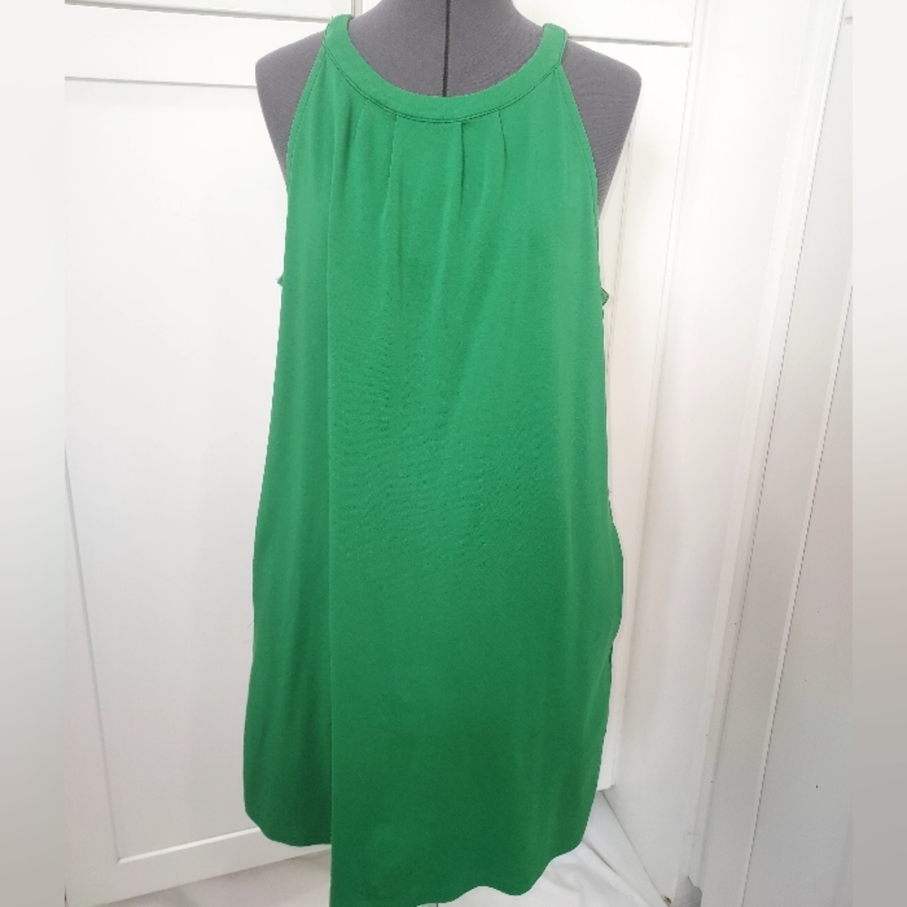 Green Knit Sleeveless Dress With Pockets